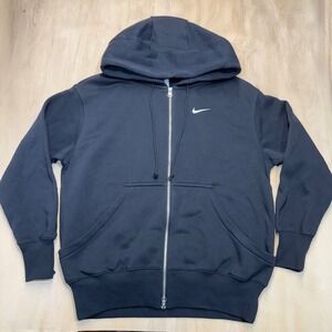 NEW Nike Womens Phoenix Fleece Full Zip Hoodie Black Oversized Small